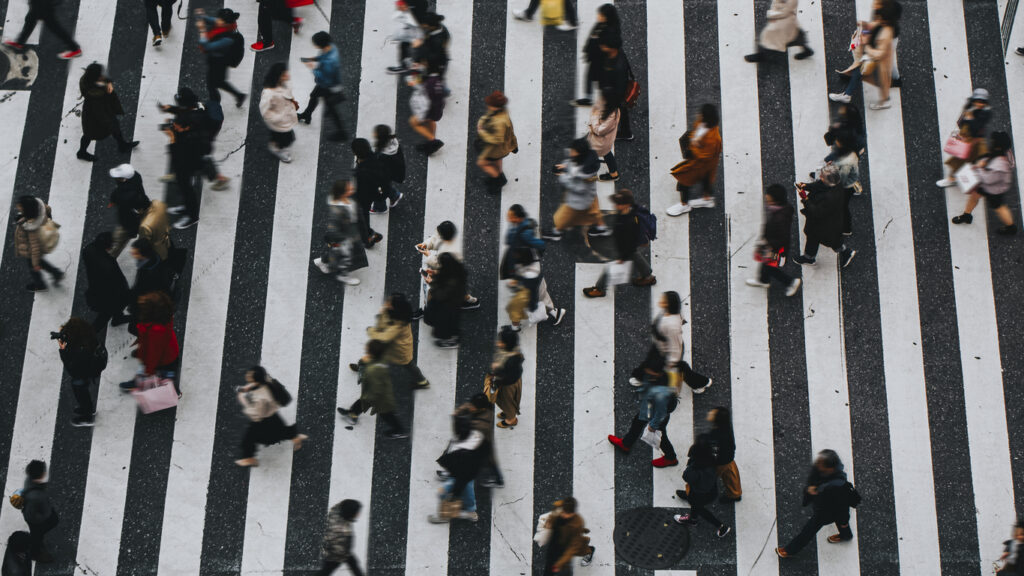 Commuters crossing in Japan